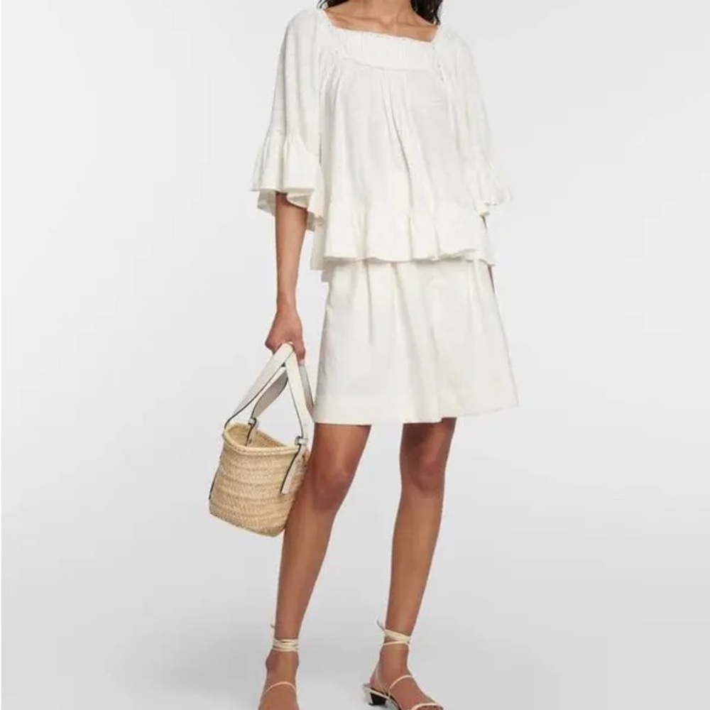 New Polo Ralph Lauren White Linen Blouse Ruffle Bell Sleeves Pullover Top XXS - Picture 3 of 17